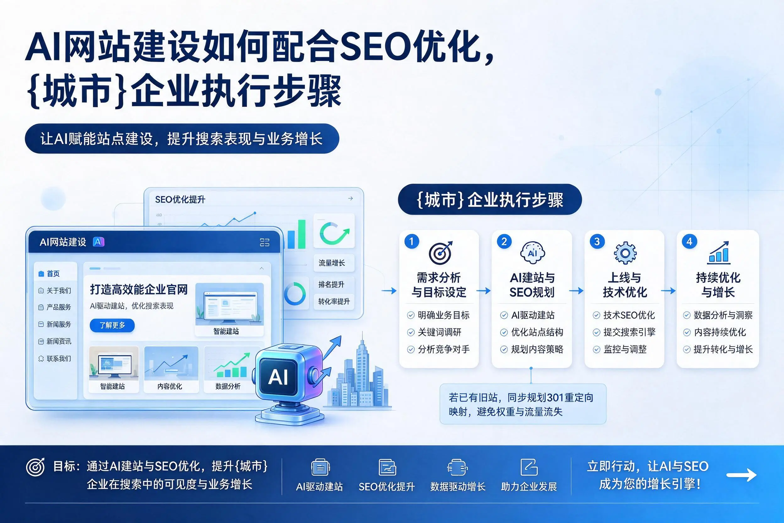 AI网站建设如何配合SEO优化,黄南企业执行步骤