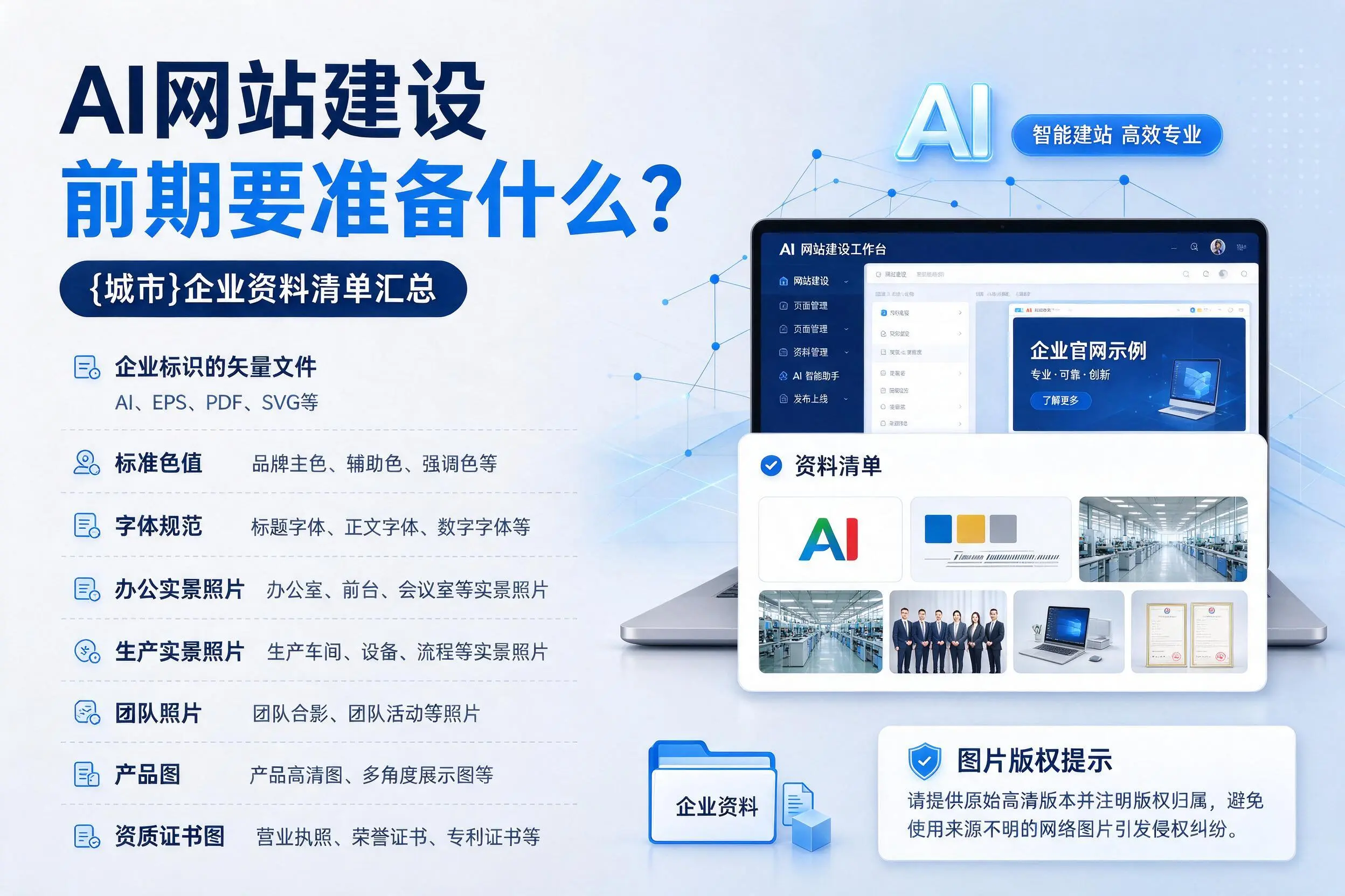 AI网站建设前期要准备什么?黄南企业资料清单汇总
